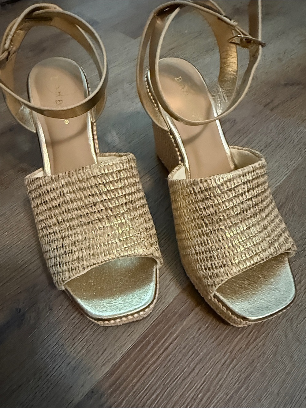 Stylish BAMBOO Gold Woven Ankle-Strap Sandals